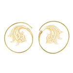 Earring hoop traditional balinese hand carved flower
