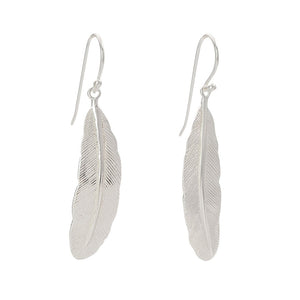 
                  
                    Load image into Gallery viewer, Brass boho silver plated earring light feather
                  
                