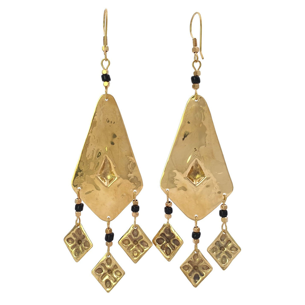 
                  
                    Load image into Gallery viewer, Earring tribal handmade berber brass black back view
                  
                