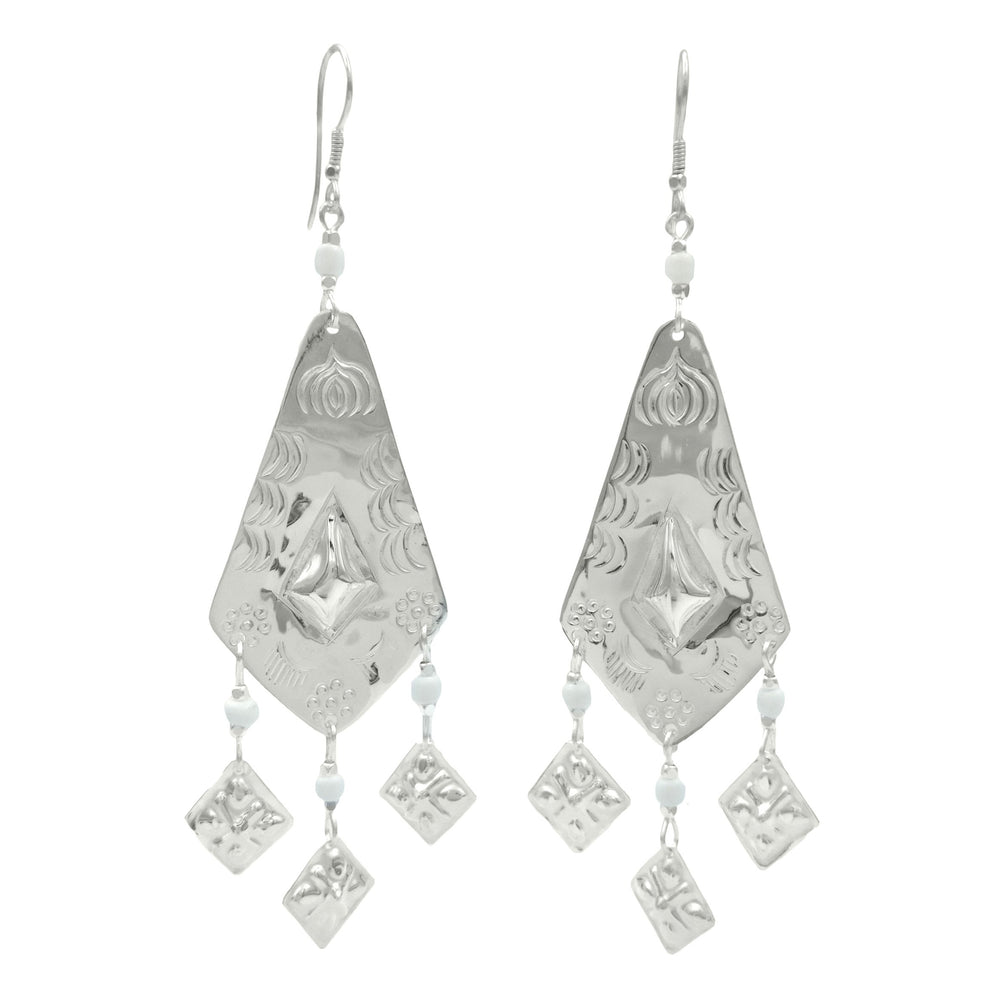 
                  
                    Load image into Gallery viewer, Earring tribal handmade berber brass silver plated white
                  
                