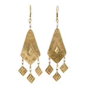 
                  
                    Load image into Gallery viewer, Earring tribal handmade berber brass white front view
                  
                