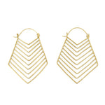 Brass earring tribal lines XL