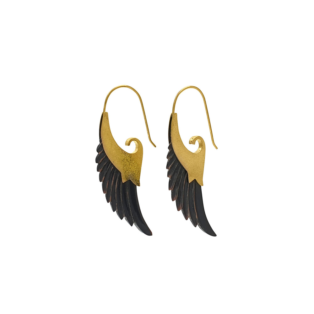 Earring Black Angel Wings