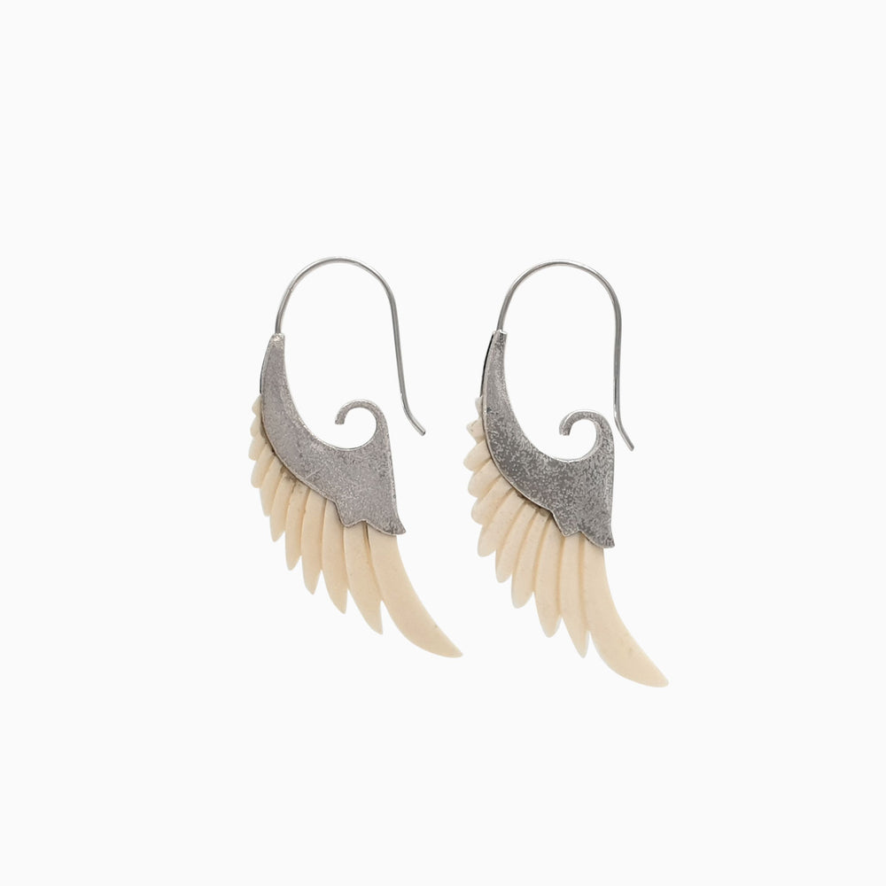 Earring White Angel Wings