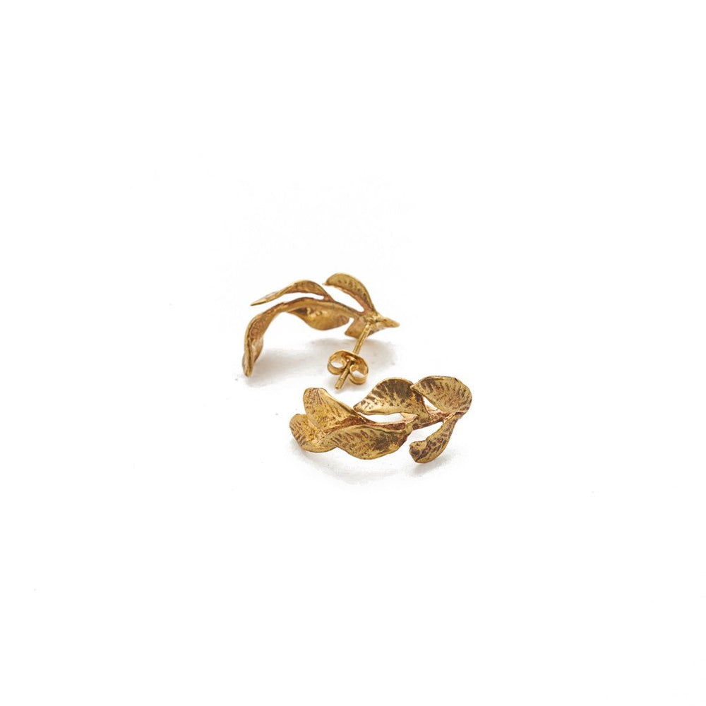 Earring 6 leaf stud gold 1