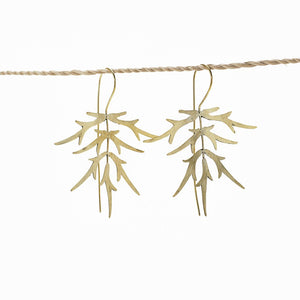
                  
                    Load image into Gallery viewer, Earring Bamboo Leaf gold 
                  
                