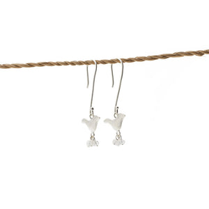 
                  
                    Load image into Gallery viewer, Earring Bird Stone silver plated white stone
                  
                