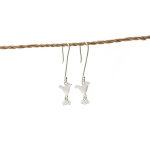 
                  
                    Load image into Gallery viewer, Earring Bird Stone silver plated white stone
                  
                