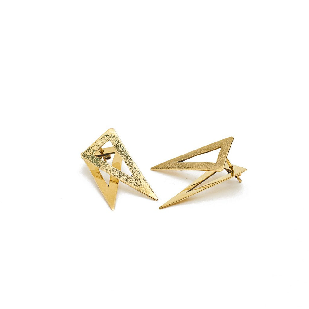 Earring Boho triangle hammered gold