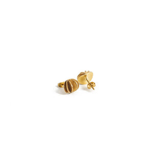 
                  
                    Load image into Gallery viewer, Earring Kipas Flower Stud Brass Gold Back
                  
                