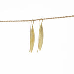 Earring Leaf Long Brass Gold