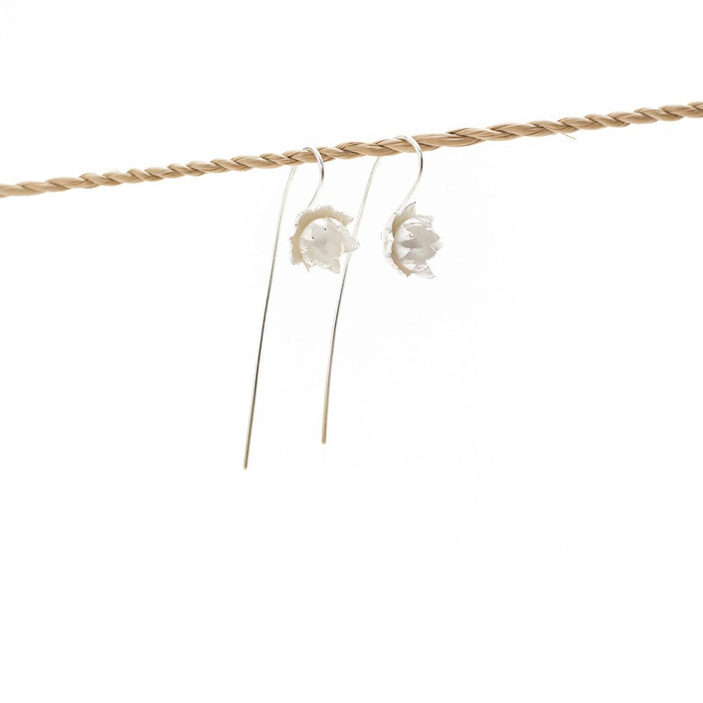 
                  
                    Load image into Gallery viewer, Earring Lotus Flower Hook Brass Silver Plated
                  
                