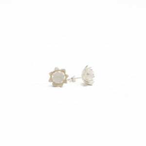 
                  
                    Load image into Gallery viewer, Earring Lotus Flower Stud Brass Silver Plated
                  
                