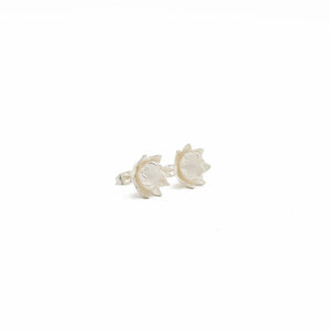 
                  
                    Load image into Gallery viewer, Earring Lotus Flower Stud Brass Silver Plated Side
                  
                