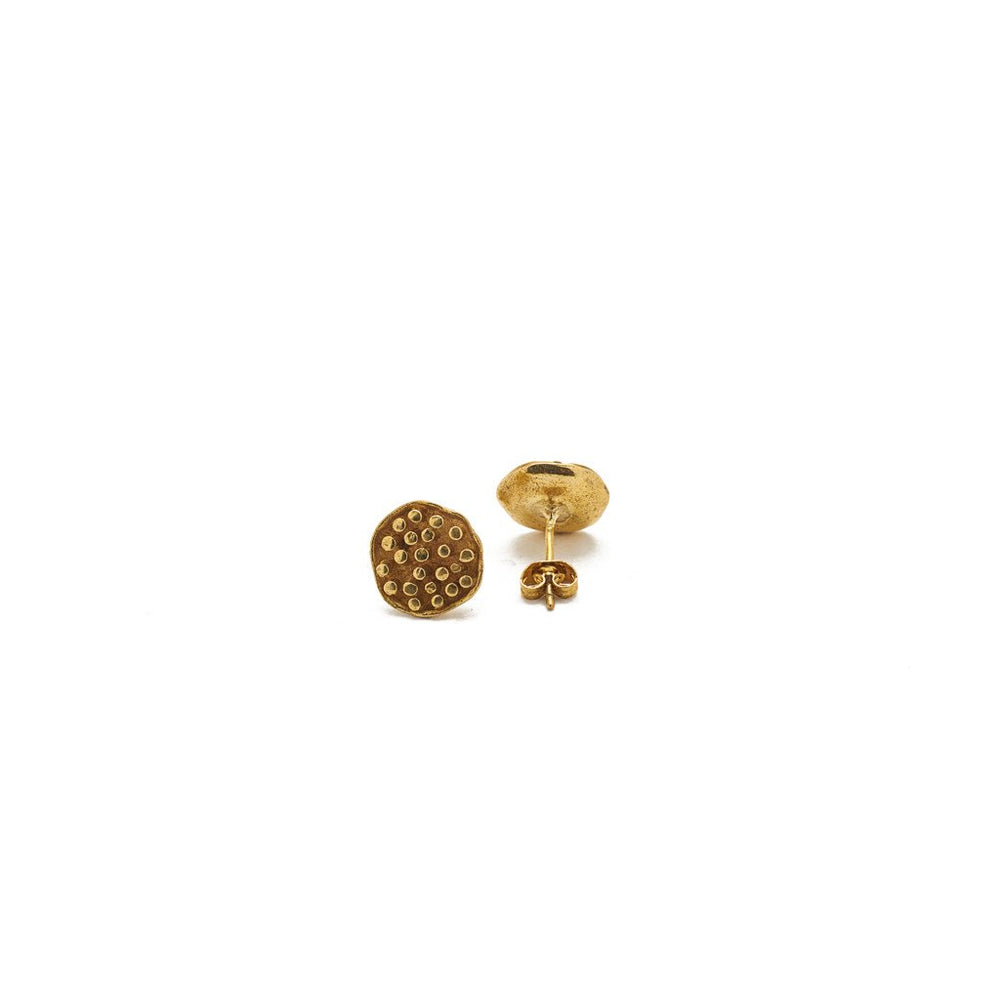 Earring Lotus Seeds Stud Brass Gold Back