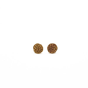 
                  
                    Load image into Gallery viewer, Earring Lotus Seeds Stud Brass Gold Front
                  
                