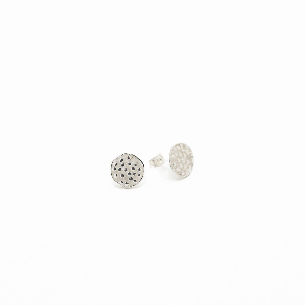 
                  
                    Load image into Gallery viewer, Earring Lotus Seeds Stud Brass Silver Plated
                  
                