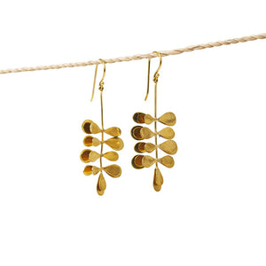 
                  
                    Load image into Gallery viewer, Earring Moringa Leaf Brass Gold
                  
                