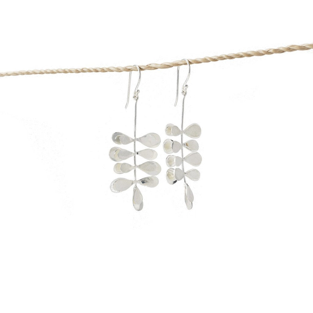 
                  
                    Load image into Gallery viewer, Earring Moringa Leaf Brass Silver Plated
                  
                