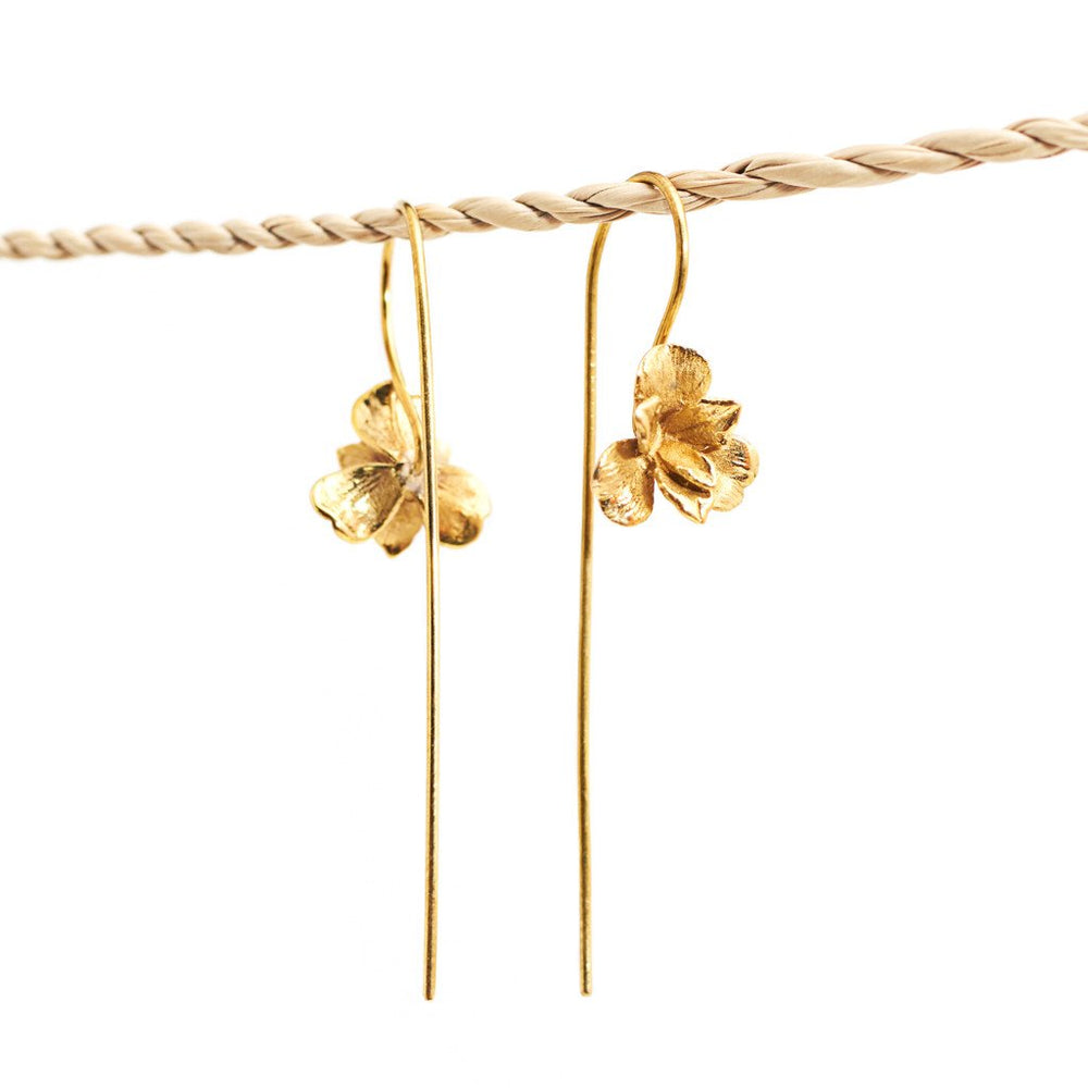 
                  
                    Load image into Gallery viewer, Earring Orchid Hook Gold Long
                  
                