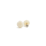 Earring Rose Flower Bone Carved Stud 1