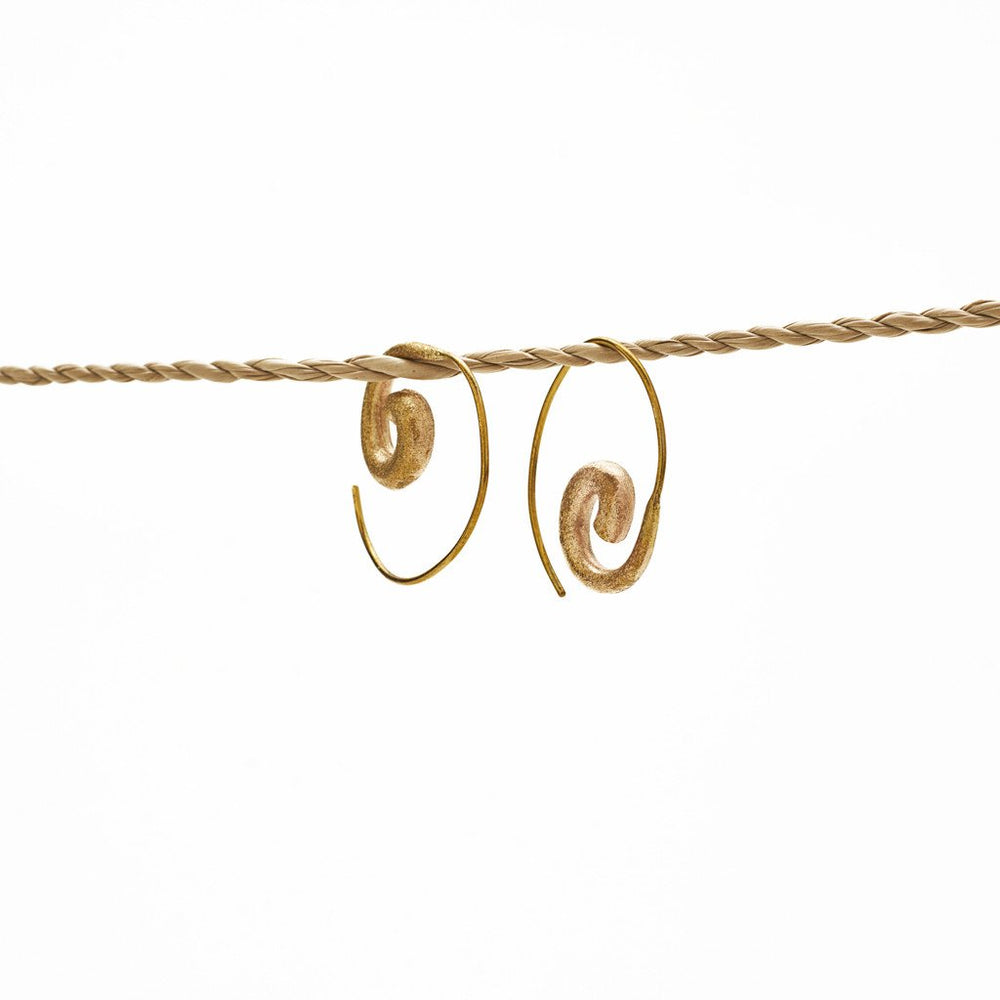 
                  
                    Load image into Gallery viewer, Earring Spiral Brass Gold Tribal
                  
                