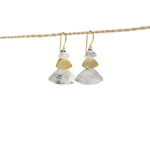 
                  
                    Load image into Gallery viewer, Earring Triple Triangle gold - silver plated mix
                  
                