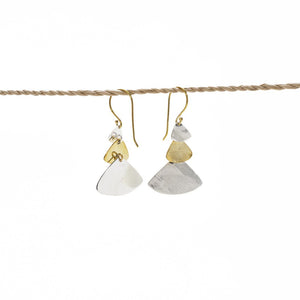 
                  
                    Load image into Gallery viewer, Earring Triple Triangle gold - silver plated mix back
                  
                