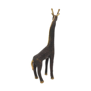 
                  
                    Load image into Gallery viewer, Brass statue giraffe antique gold back view
                  
                