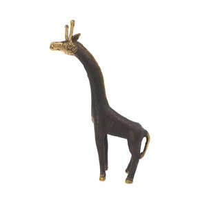 
                  
                    Load image into Gallery viewer, Brass statue giraffe antique gold side view
                  
                