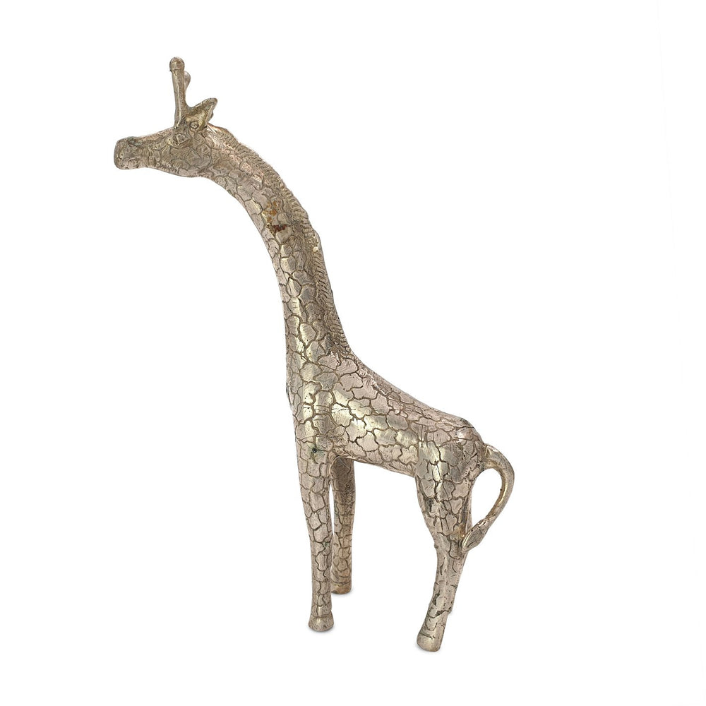 
                  
                    Load image into Gallery viewer, Brass statue giraffe silver side view 1
                  
                