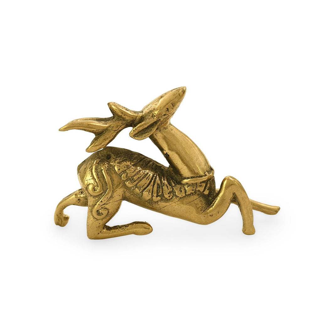
                  
                    Load image into Gallery viewer, Statue brass mini deer running gold side view 1
                  
                