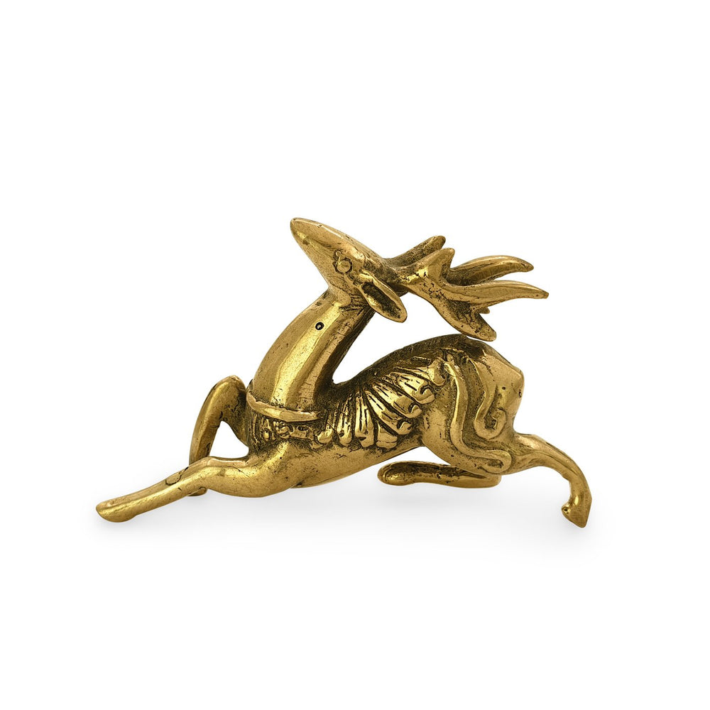 
                  
                    Load image into Gallery viewer, Statue brass mini deer running gold side view 2
                  
                