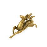 Statue brass mini deer running gold angle view
