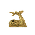 Statue brass mini deer lying gold side view