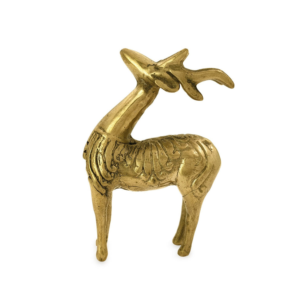 
                  
                    Load image into Gallery viewer, Statue brass mini deer standing gold side view
                  
                