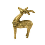 Statue brass mini deer standing gold side view