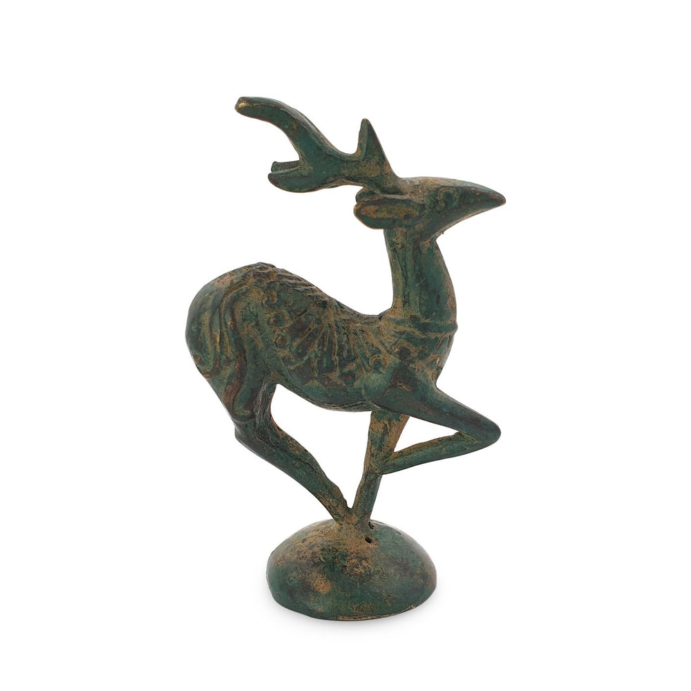 Statue brass mini deer green