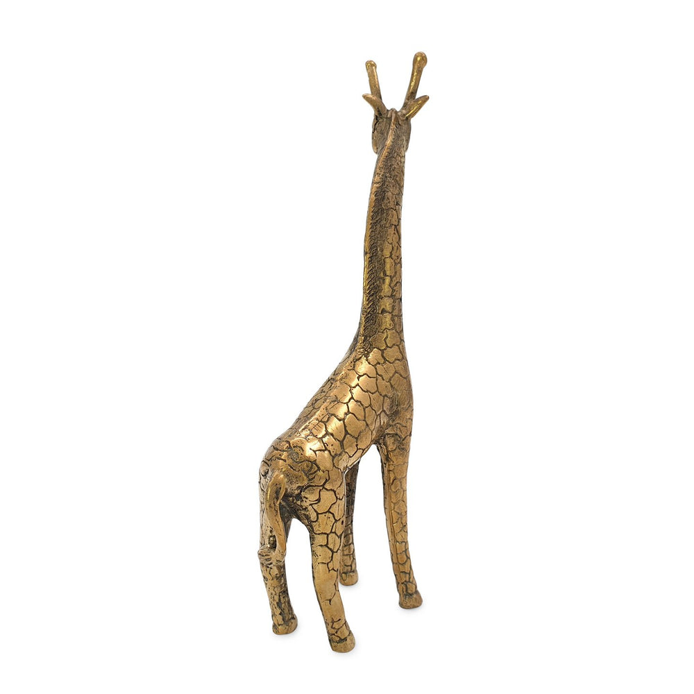 
                  
                    Load image into Gallery viewer, Brass statue giraffe gold back view
                  
                