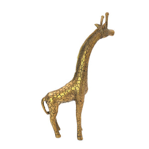 
                  
                    Load image into Gallery viewer, Brass statue giraffe gold side view
                  
                