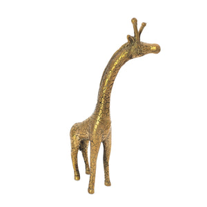 
                  
                    Load image into Gallery viewer, Brass statue giraffe gold angle view
                  
                