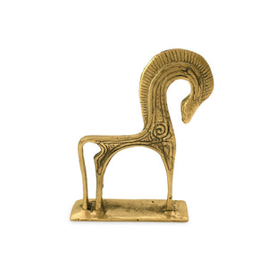 
                  
                    Load image into Gallery viewer, Statue Mini Brass Horse Curved side view
                  
                