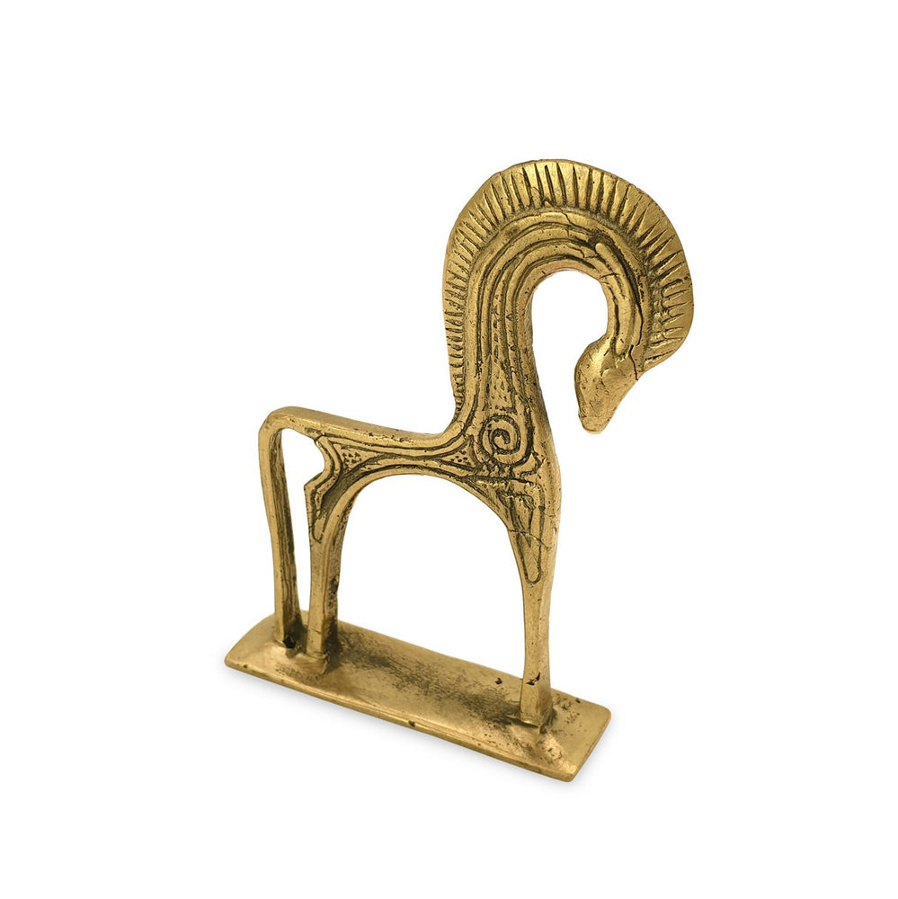 Statue Mini Brass Horse Curved angle view