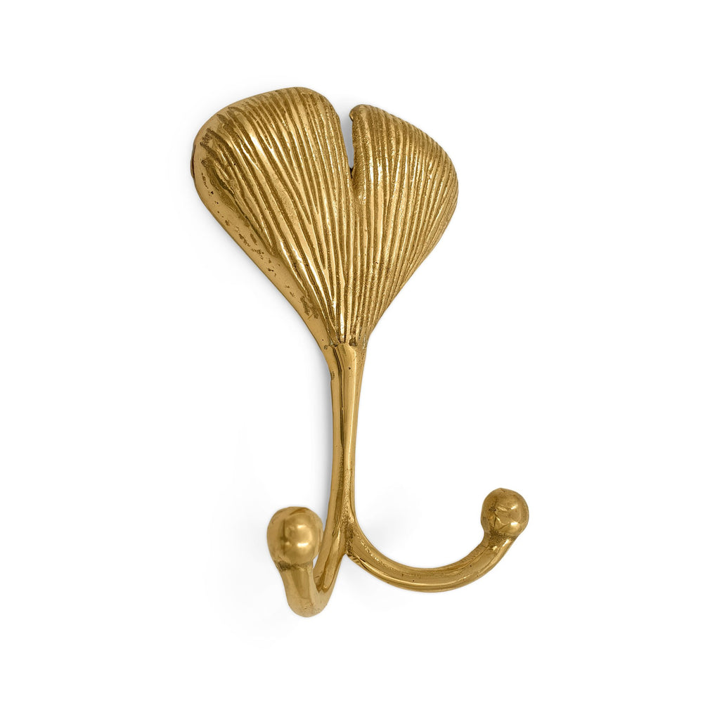 Brass Hook Art Nouveau Ginkgo Leaf
