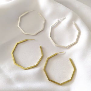 
                  
                    Load image into Gallery viewer, Earring Hexagone Hoops Large
                  
                