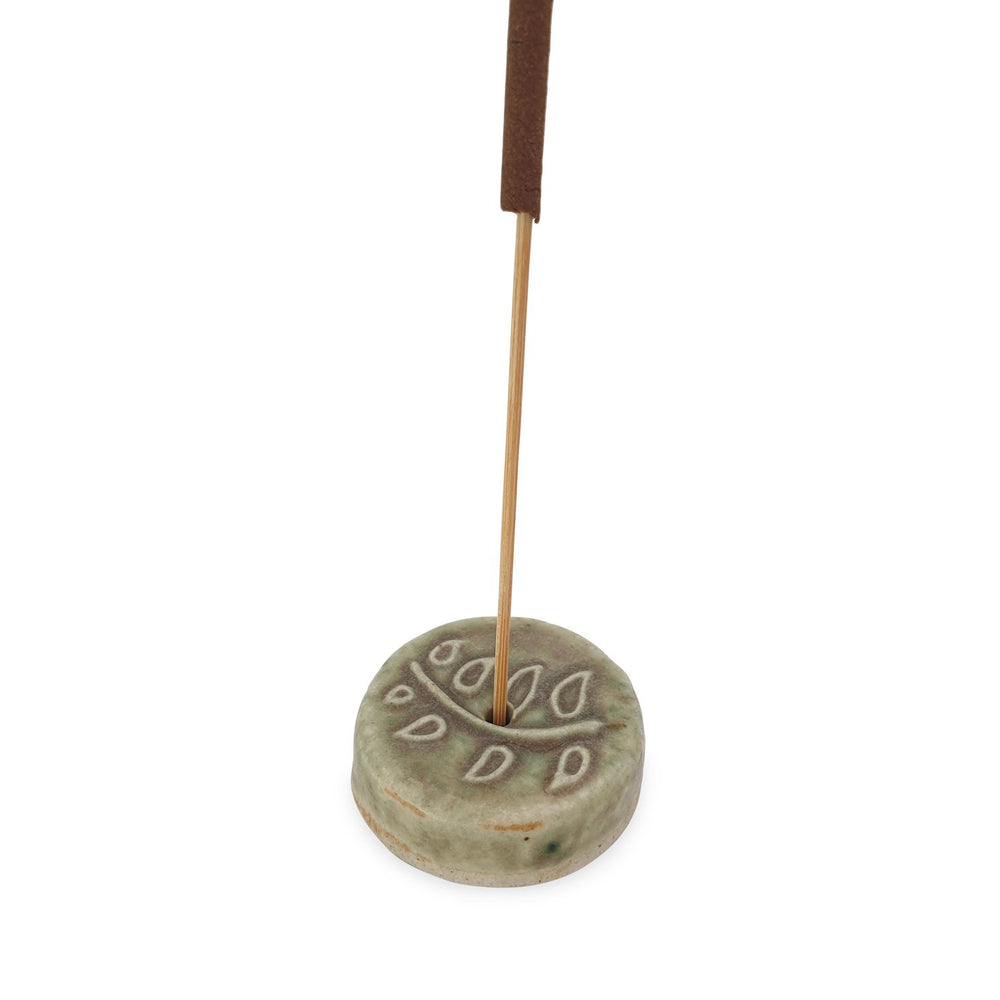 Incense holder ceramic branch motif with incense