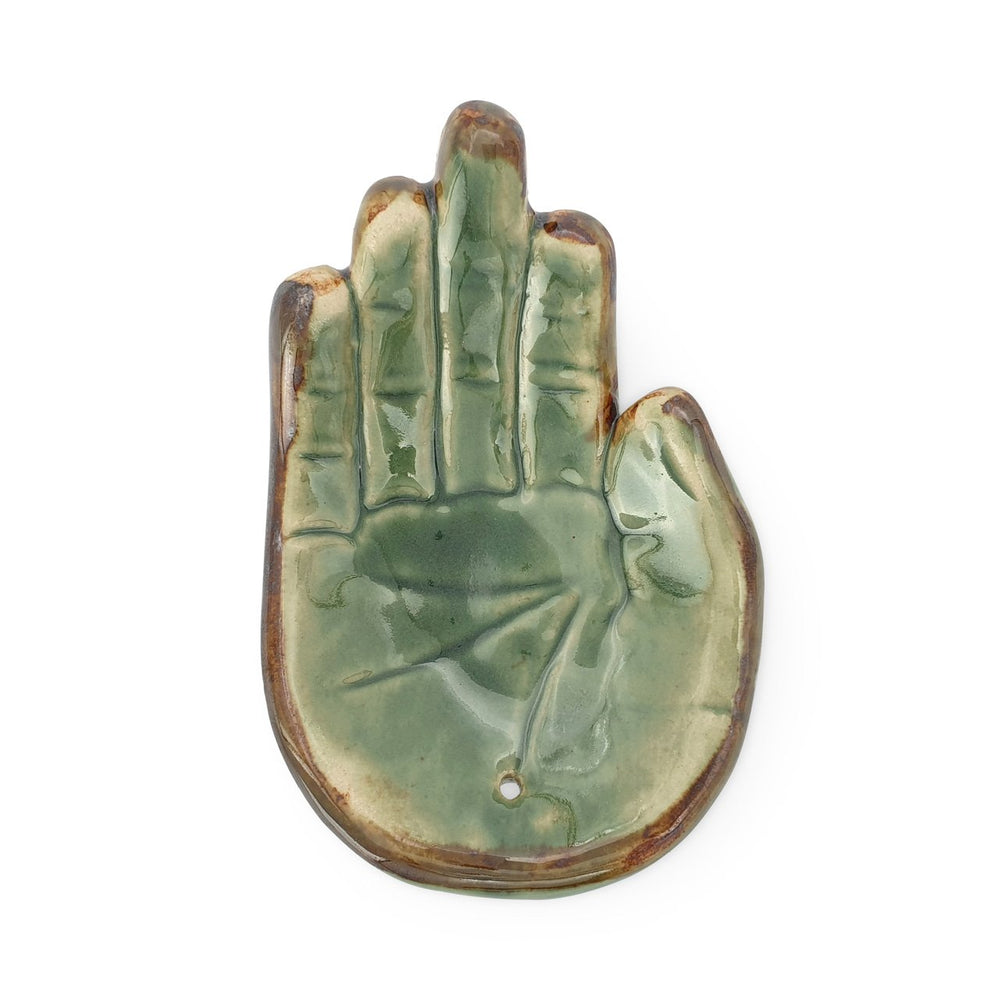 Incense holder ceramic Hand Green L