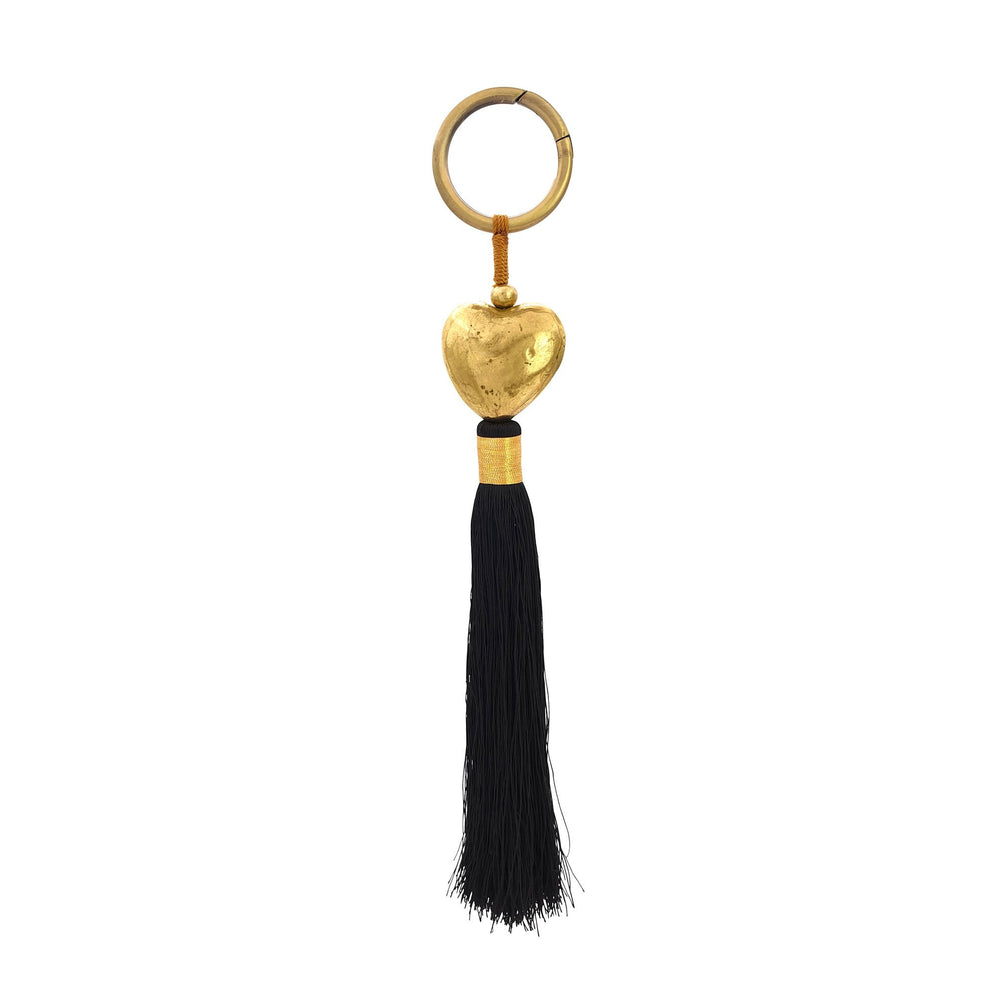 
                  
                    Load image into Gallery viewer, Keychain brass heart with black tassel
                  
                