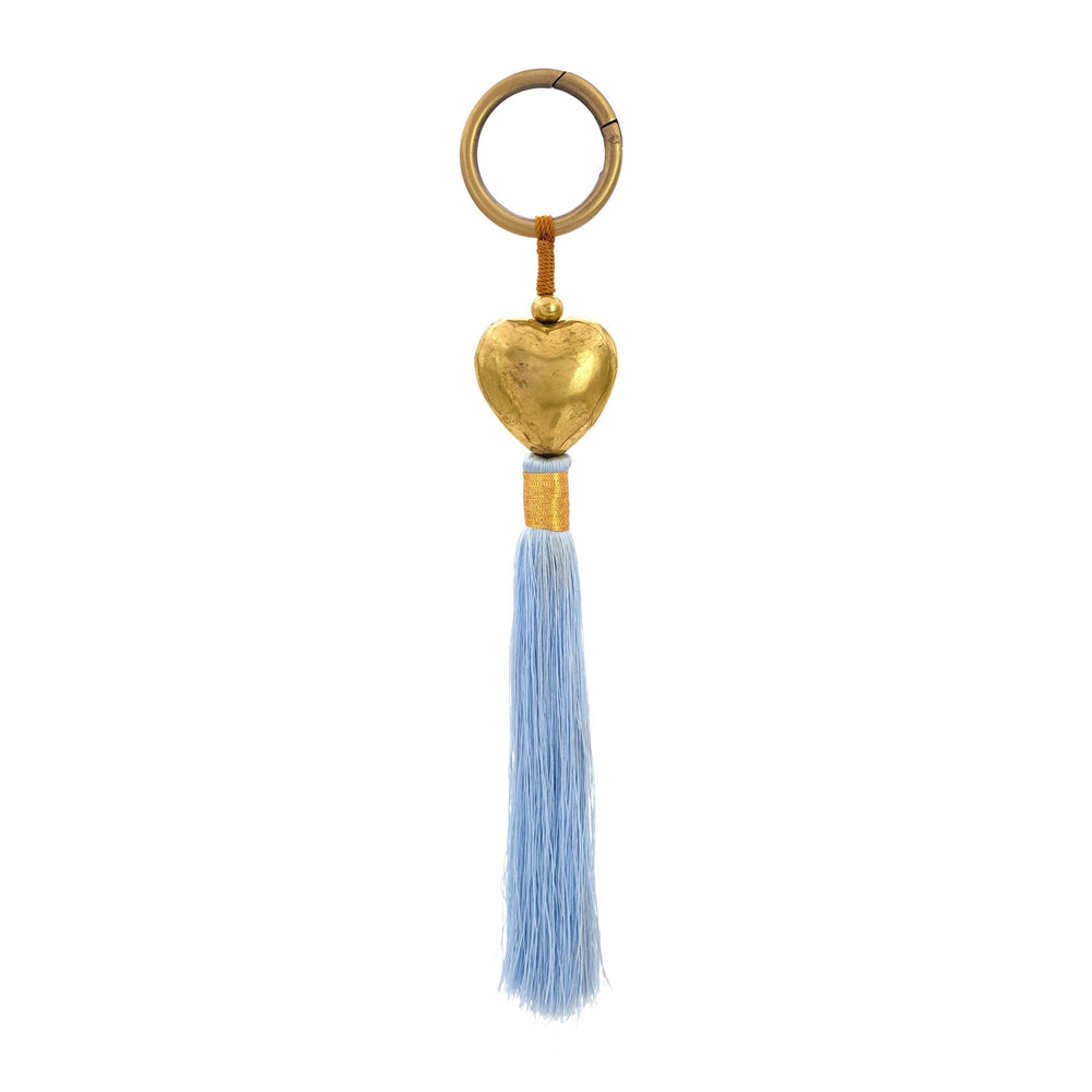 
                  
                    Load image into Gallery viewer, Keychain brass heart with blue tassel
                  
                