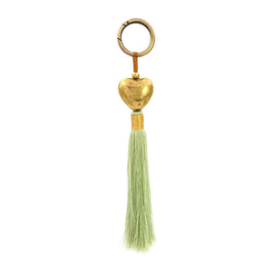 
                  
                    Load image into Gallery viewer, Keychain brass heart with green tassel
                  
                